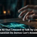 Block's Dessa voice AI: a phone glowing with a voice waveform on a dark desk