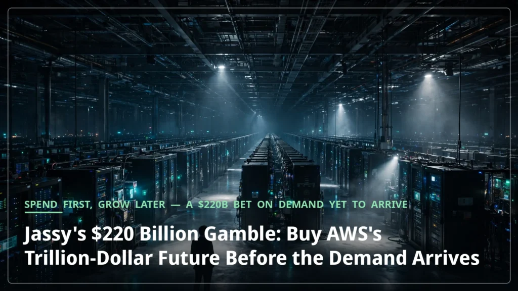 A lone figure stands before endless rows of servers in a vast dark data centre