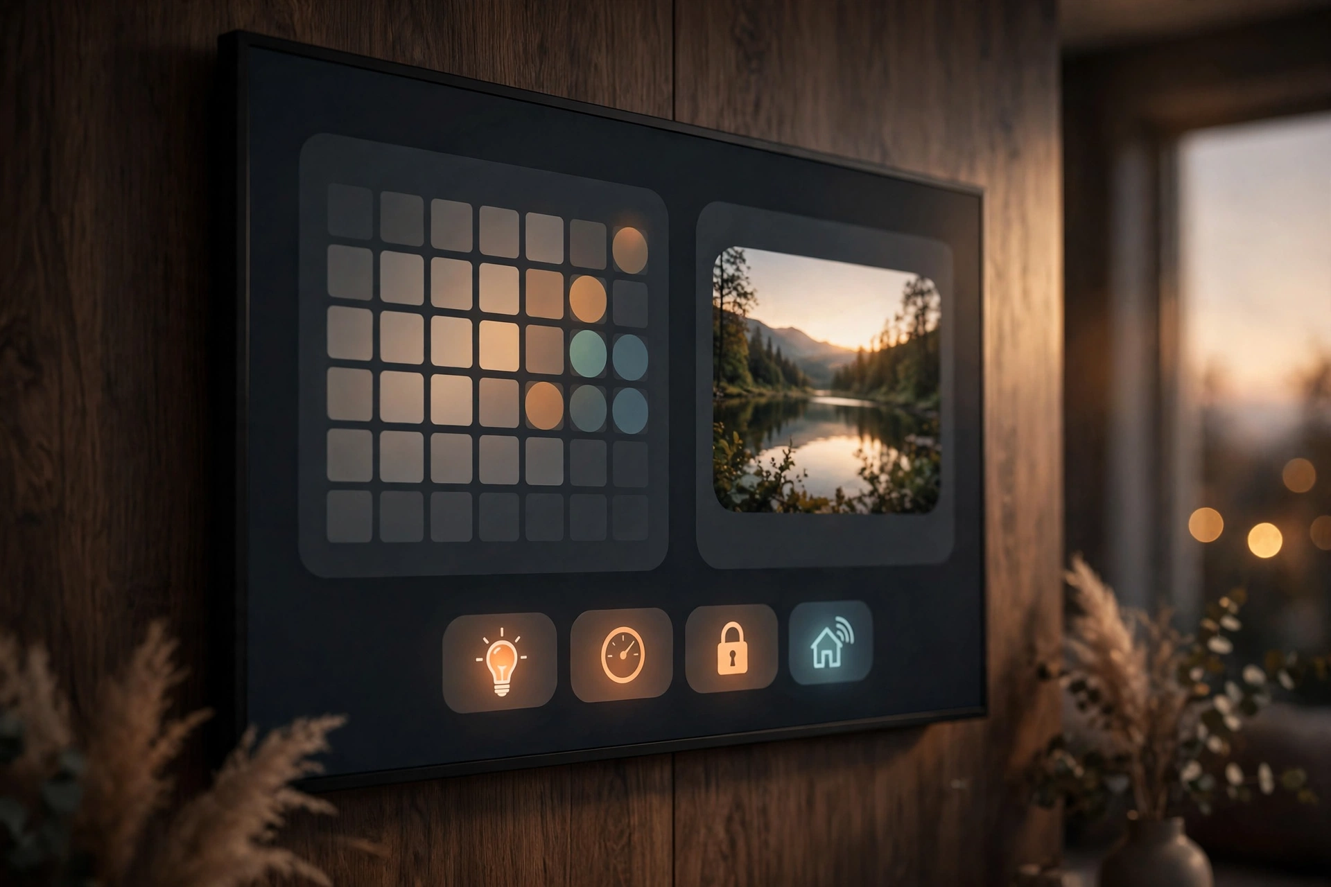 Echo Show 16 homescreen showing a customizable family organizer and smart-home dashboard
