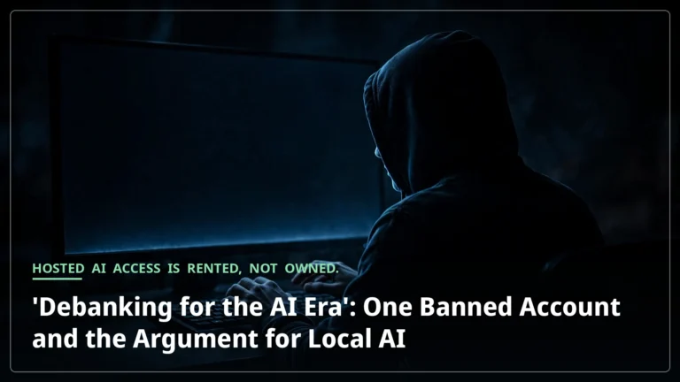 A hooded figure sits before a computer monitor fading to black in a dark room