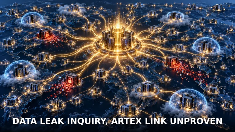 Symbolic diagram: GMO investigates Onamae data leak as Artex connection remains unproven