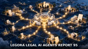 Symbolic diagram: Legora’s legal AI agents report big time savings, with lawyers still reviewing the work