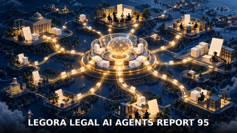 Symbolic diagram: Legora’s legal AI agents report big time savings, with lawyers still reviewing the work