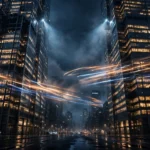 OpenAI's $30 Billion Sprint Before Anthropic's IPO: Strategy, Insurance, or Both? Two glass skyscrapers at night with streaks of racing light between them, picturing the $30 billion fundraising sprint ahead of Anthropic's IPO.
