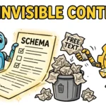 Cartoon robot agent signing a glowing SCHEMA contract while crumpled FREE TEXT pages land in a trash bin — featured illustration for the article on structured output in AI agents